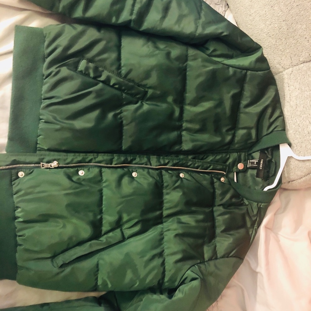 Green puffer jacket